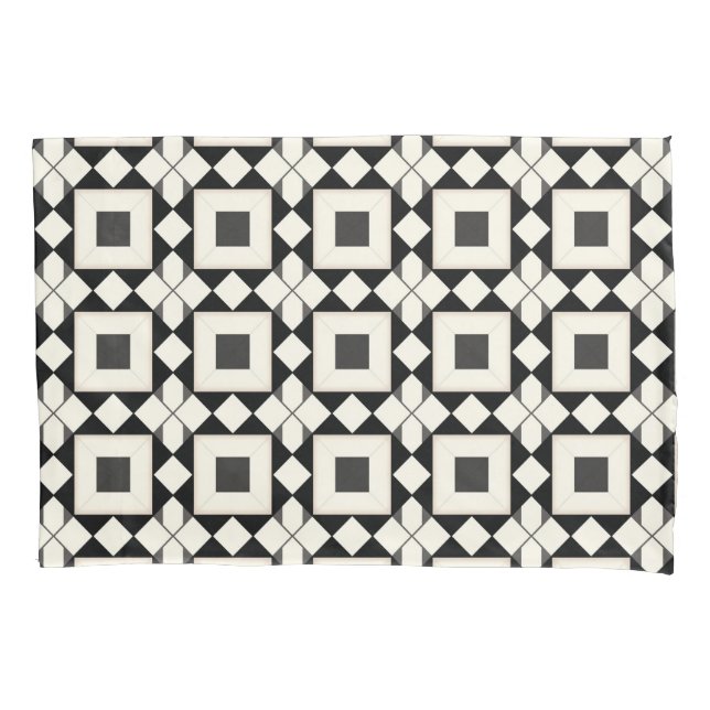 Abstract Geometric Pattern with Retro Tones Pillowcase (Front)