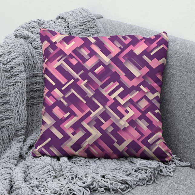 Abstract Geometric pattern with Rustic Purple&pink Cushion (Creator Uploaded)