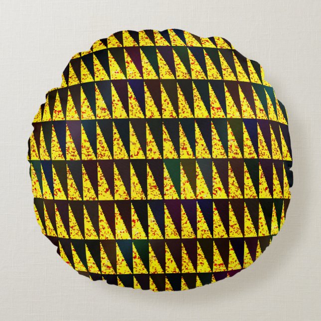 Abstract geometric pattern with triangles round cushion (Front)