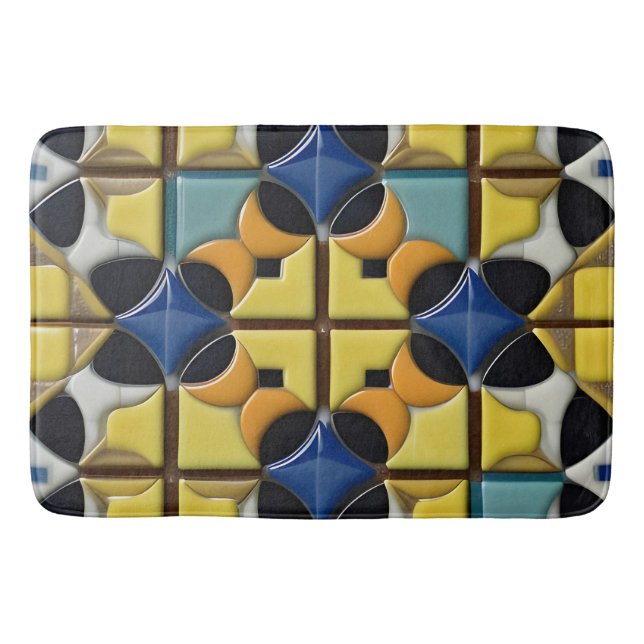 Abstract Geometric Pattern with Vibrant Colours Bath Mat (Front)