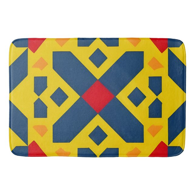 Abstract Geometric Pattern with Vibrant Colours Bath Mat (Front)
