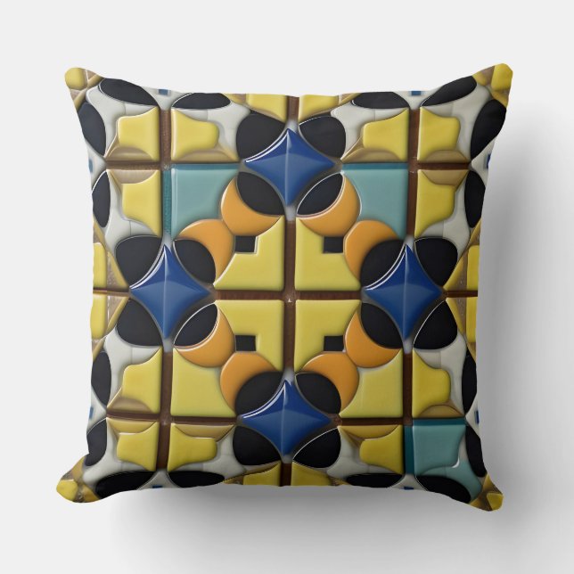 Abstract Geometric Pattern with Vibrant Colours Cushion (Front)