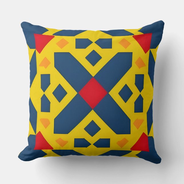 Abstract Geometric Pattern with Vibrant Colours Cushion (Front)
