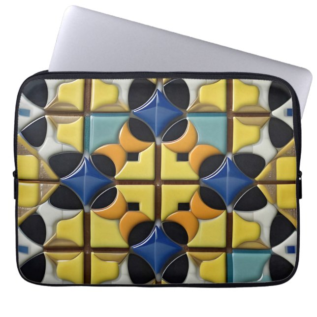 Abstract Geometric Pattern with Vibrant Colours Laptop Sleeve (Front)