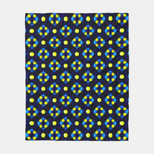 Abstract Geometric Pattern with Yellow Dots Fleece Blanket