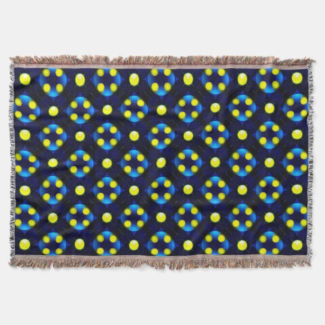 Abstract Geometric Pattern with Yellow Dots Throw Blanket (Front)