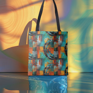 Abstract Geometric Personalised Tote Bag with Init