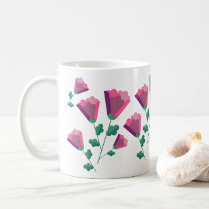 Abstract Geometric Pink Flowers Coffee Mug