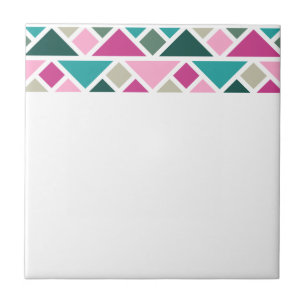 Abstract geometric pink fuchsia turquoise ceramic tile