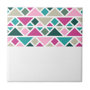 Abstract geometric pink fuchsia turquoise ceramic tile