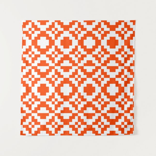 Abstract geometric pixelated seamless pattern. Mos Tapestry (Front)