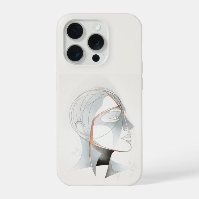 Abstract Geometric Profile Line Art iPhone Case (Back)