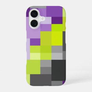 Abstract Geometric Purple green grey Pattern iPhone 16 Case