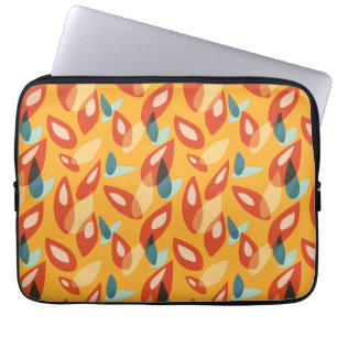 Abstract Geometric Retro Pattern In Yellow Orange Laptop Sleeve