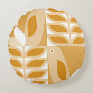 Abstract geometric retro seamless pattern round cushion