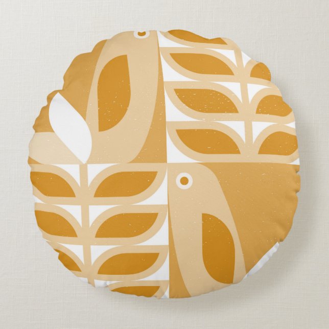 Abstract geometric retro seamless pattern round cushion (Front)