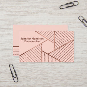 Abstract Geometric Rose Gold Foil Photographer Business Card