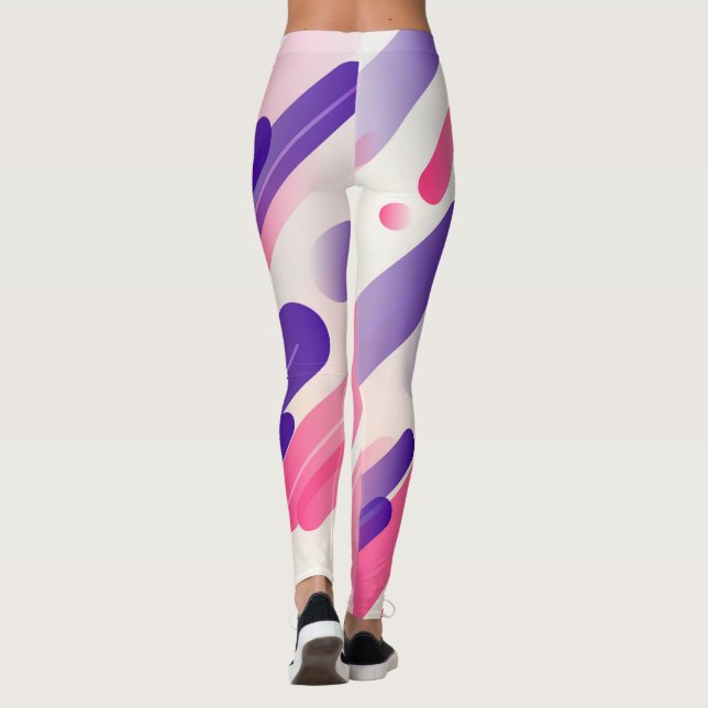 Abstract Geometric Rounded colourful Lines Pattern Leggings (Back)