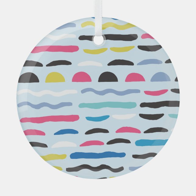 Abstract Geometric Seamless Decorative Pattern. Glass Tree Decoration (Front)