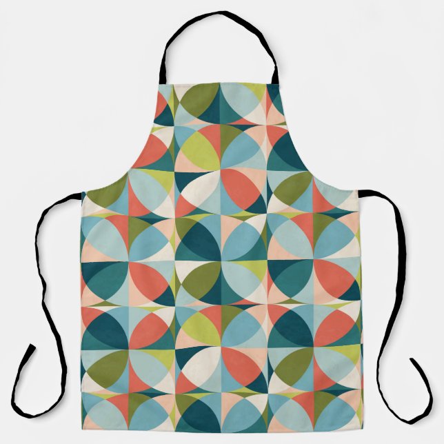 Abstract geometric seamless pattern in mid-century apron (Front)