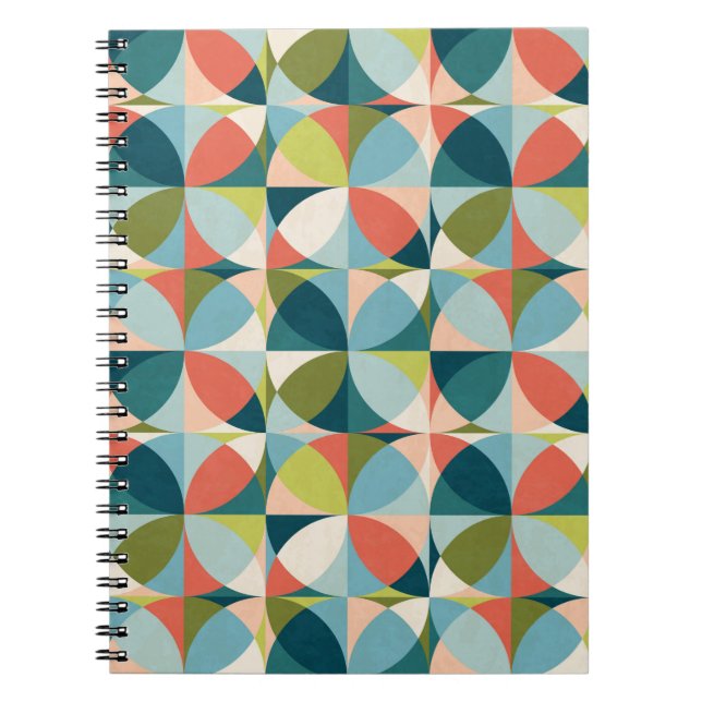 Abstract geometric seamless pattern in mid-century notebook (Front)