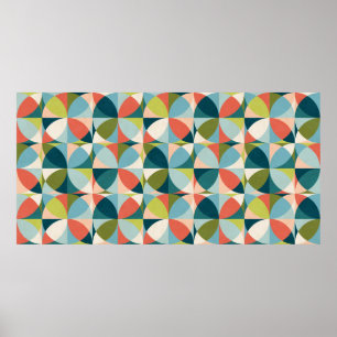 Abstract geometric seamless pattern in mid-century poster