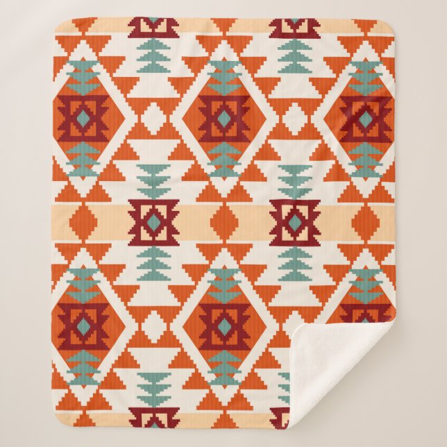 Abstract geometric seamless pattern,native america sherpa blanket (Front)