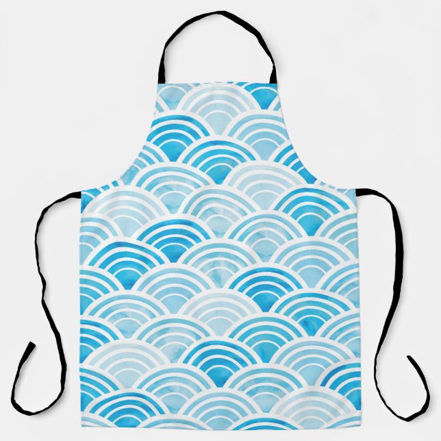Abstract geometric seamless pattern with blue wate apron (Front)