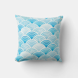Abstract geometric seamless pattern with blue wate cushion