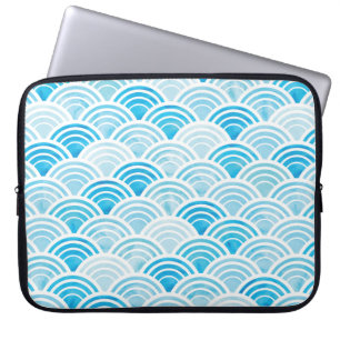 Abstract geometric seamless pattern with blue wate laptop sleeve