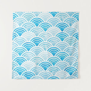 Abstract geometric seamless pattern with blue wate tapestry