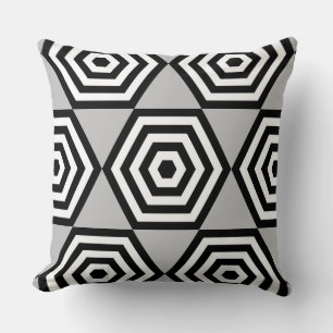Abstract Geometric Shape in Black, Grey & White Cushion