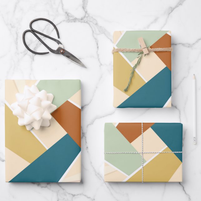 Abstract Geometric Shape Wrapping Paper Sheet (Front)