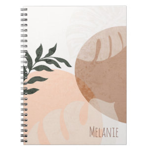 Abstract Geometric Shapes and Plants Name Notebook