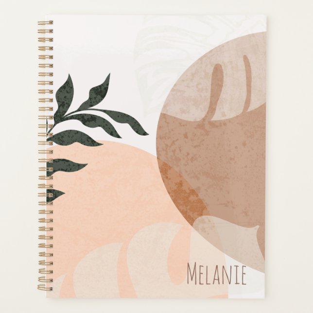 Abstract Geometric Shapes and Plants Name  Planner (Front)