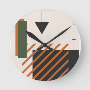 Abstract Geometric Shapes Backgrounds Round Clock