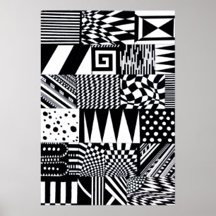 abstract geometric shapes black white pattern hand poster