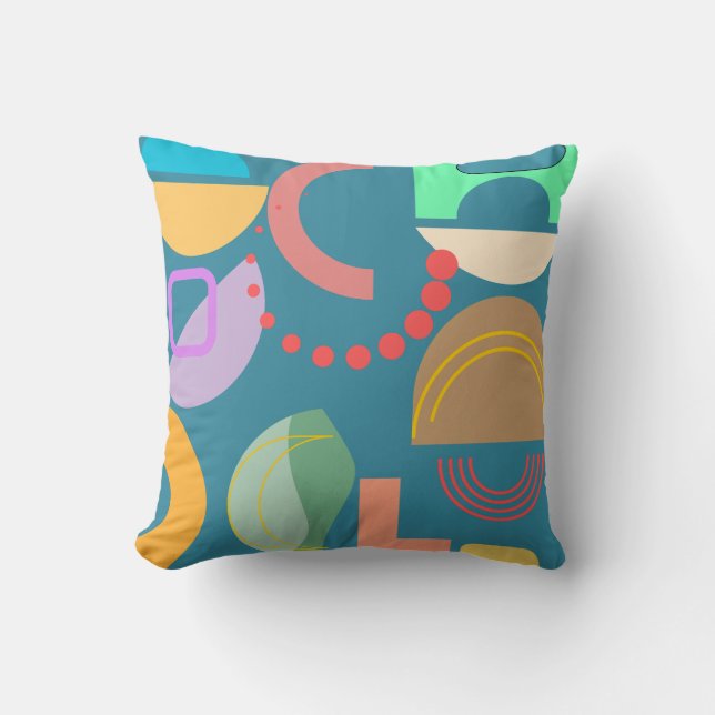 Abstract Geometric Shapes Colourful All-over Print Cushion (Front)