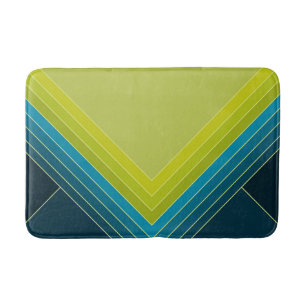 Abstract geometric shapes in lime green and teal bath mat