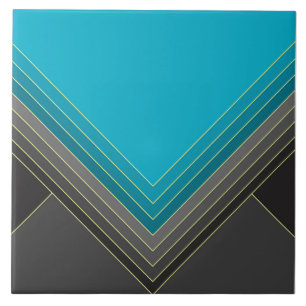 Abstract geometric shapes in teal and greys ceramic tile