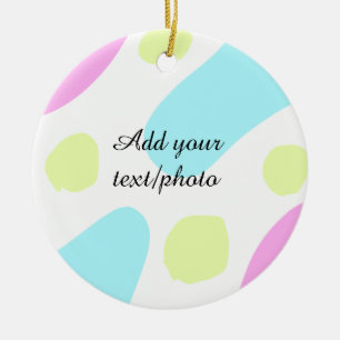 Abstract geometric shapes pastel add name photo ba ceramic ornament