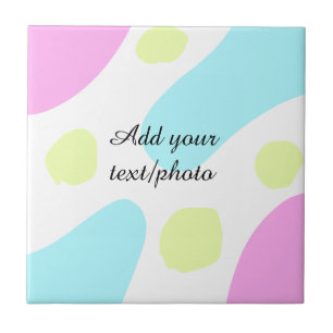Abstract geometric shapes pastel add name photo ba ceramic tile