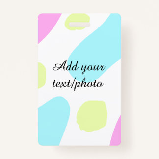 Abstract geometric shapes pastel add name photo ba ID badge
