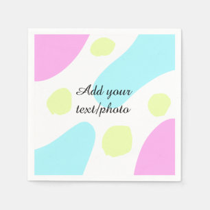 Abstract geometric shapes pastel add name photo ba napkin