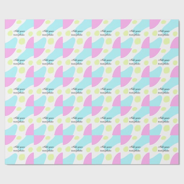 Abstract geometric shapes pastel add name photo ba wrapping paper (Flat)