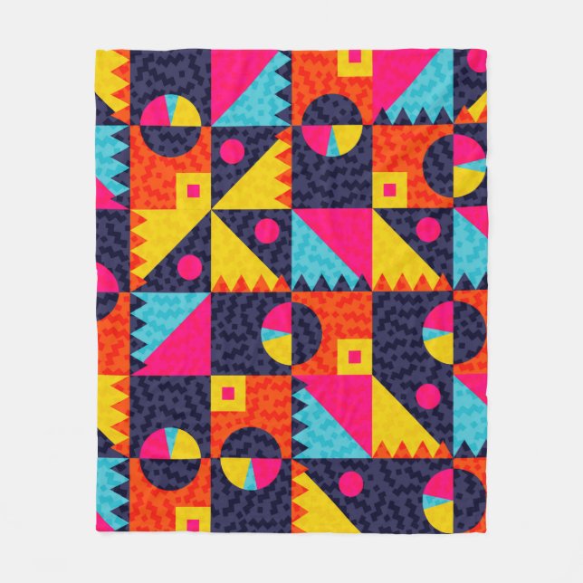Abstract geometric shapes. Retro colourful illustr Fleece Blanket (Front)