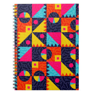 Abstract geometric shapes. Retro colourful illustr Notebook