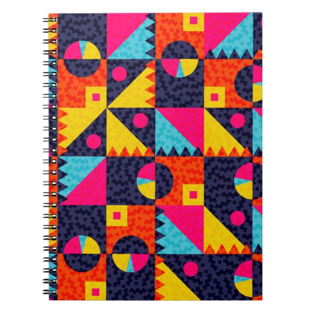 Abstract geometric shapes. Retro colourful illustr Notebook (Front)