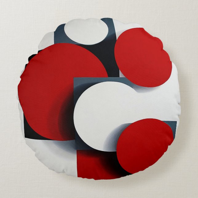 Abstract geometric shapes round cushion (Front)