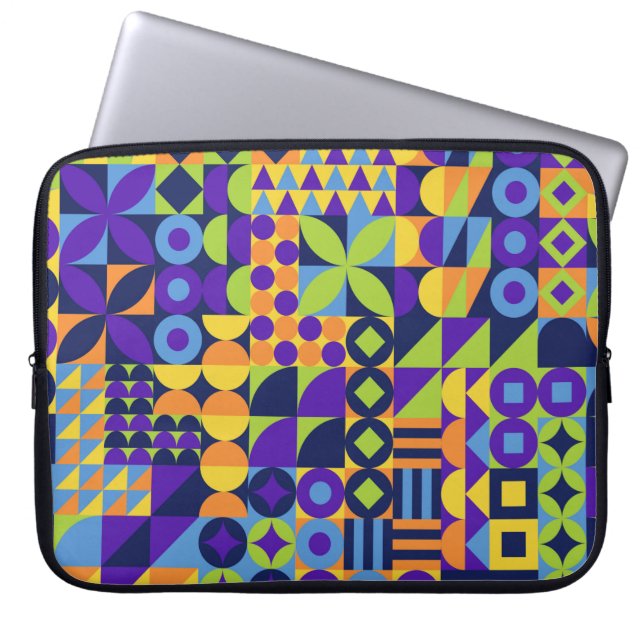 Abstract geometric shapes seamless pattern laptop sleeve (Front)
